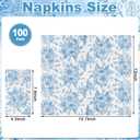 NatNarr 100 Pcs Blue Floral Guest Napkins Disposable Hand Towels for Bathroom Blue and White Paper Napkins Decorative Toile Napkin Chinoiserie Napkin for Wedding, Bridal & Baby Shower, Tea Party