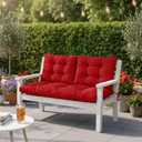 idee-home Outdoor Loveseat Cushion Set 48 x 24, Couch Cushion Replacement | Love Seat Patio Furniture Wicker Sofa Cushions Bottom & Back, Hampton Bay Waterproof Outside Chair Pad, Red