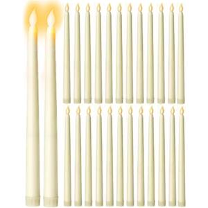 24 Pack Flameless Taper Candles, 11 Inch Battery Operated LED Taper Candles Flickering Electric Led Candlesticks for Wedding Party Church Christmas Centerpiece, No Batteries, Ivory