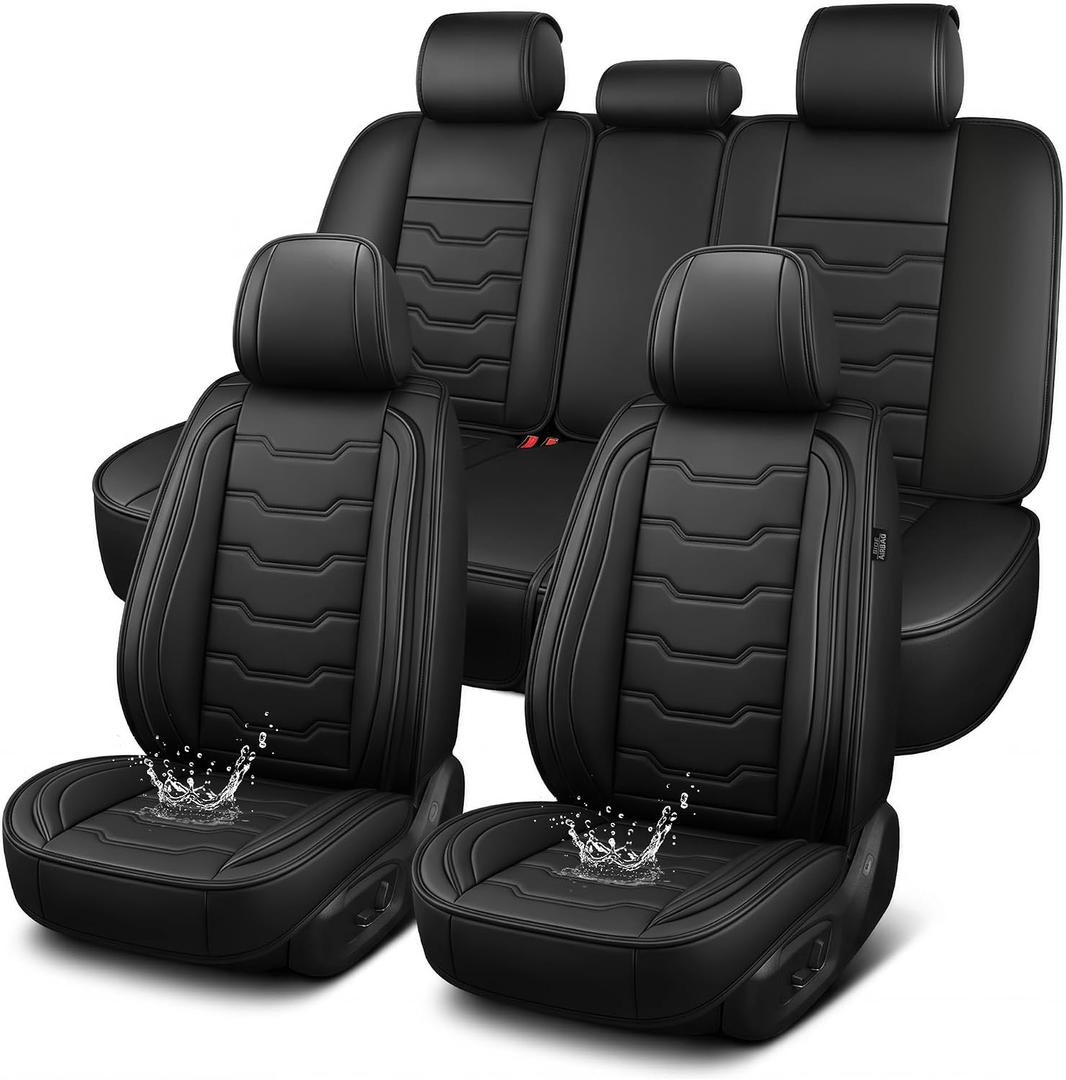 DISUTOGO for Ford Bronco Sport Seat Covers 2021-2026(5 Seats,Black) | Airbag-Compatible, Easy to Install, Non-Slip Bottom, Easy Wipe Clean, Waterproof Premium Leather Full Set Seat Covers