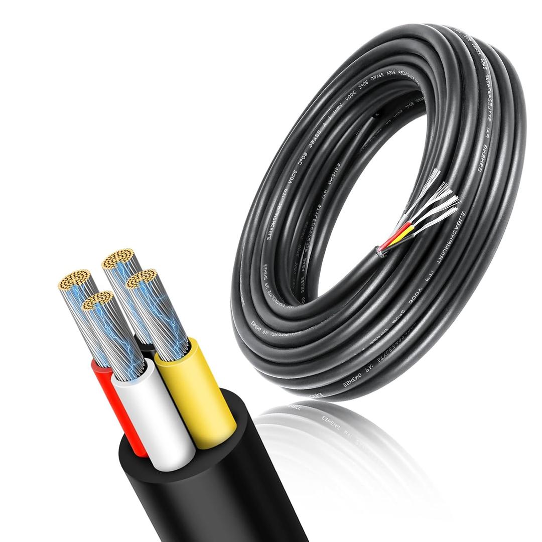 20 Gauge 4 Conductor Wire, 32.8FT Low Voltage 20/4 Tinned Copper 4 Wire Cable, Stranded Electrical Wires for Speaker,Automotive, Trailer,Irrigation,Sprinkler Etc