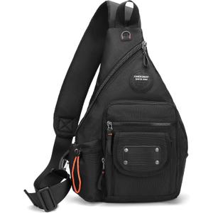 Large Sling Backpack, Sling Chest Bag Shoulder Crossbody Daypacks Fits 14.1-Inch Laptop for Travel Outdoor Men Women (2555 Black)