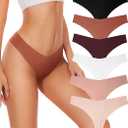 Hellopopgo Seamless Thongs For Women V-waisted No Show Thong Seamless Panties Breathable Comfortable Underwear Womens 6-Pack
