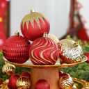 SHareconn 80pcs Christmas Balls Ornaments Set, Contemporary Light Luxury Gift Set, Shatterproof Plastic Decor for Xmas Tree Holiday Wedding Party Decorations with Hanging Strings,Red and Gold