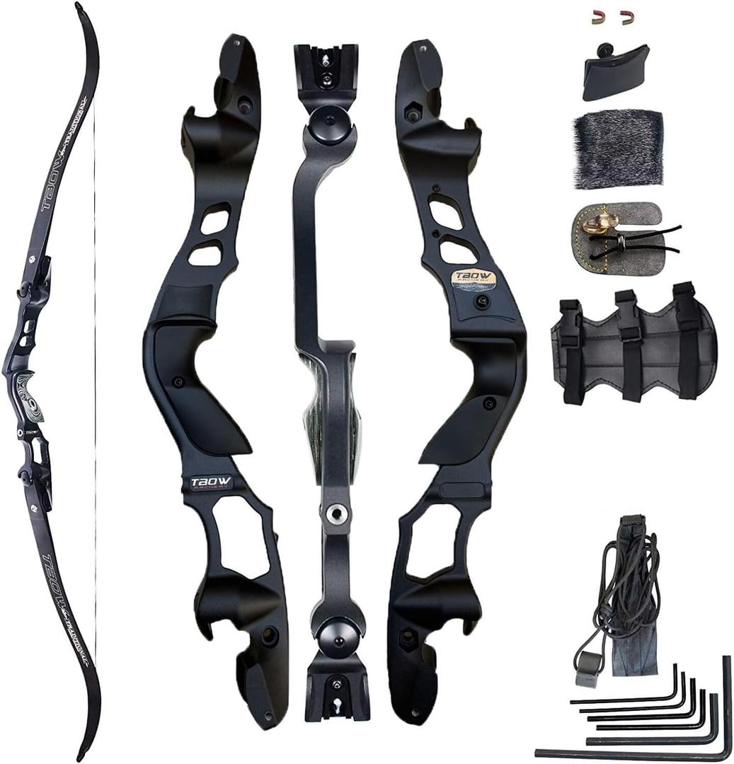 TBOW 62” ILF Recurve Bow with Gordon Limbs 30-60Lbs for Adult Archery Competition Athletic Right Hand, 50Lbs