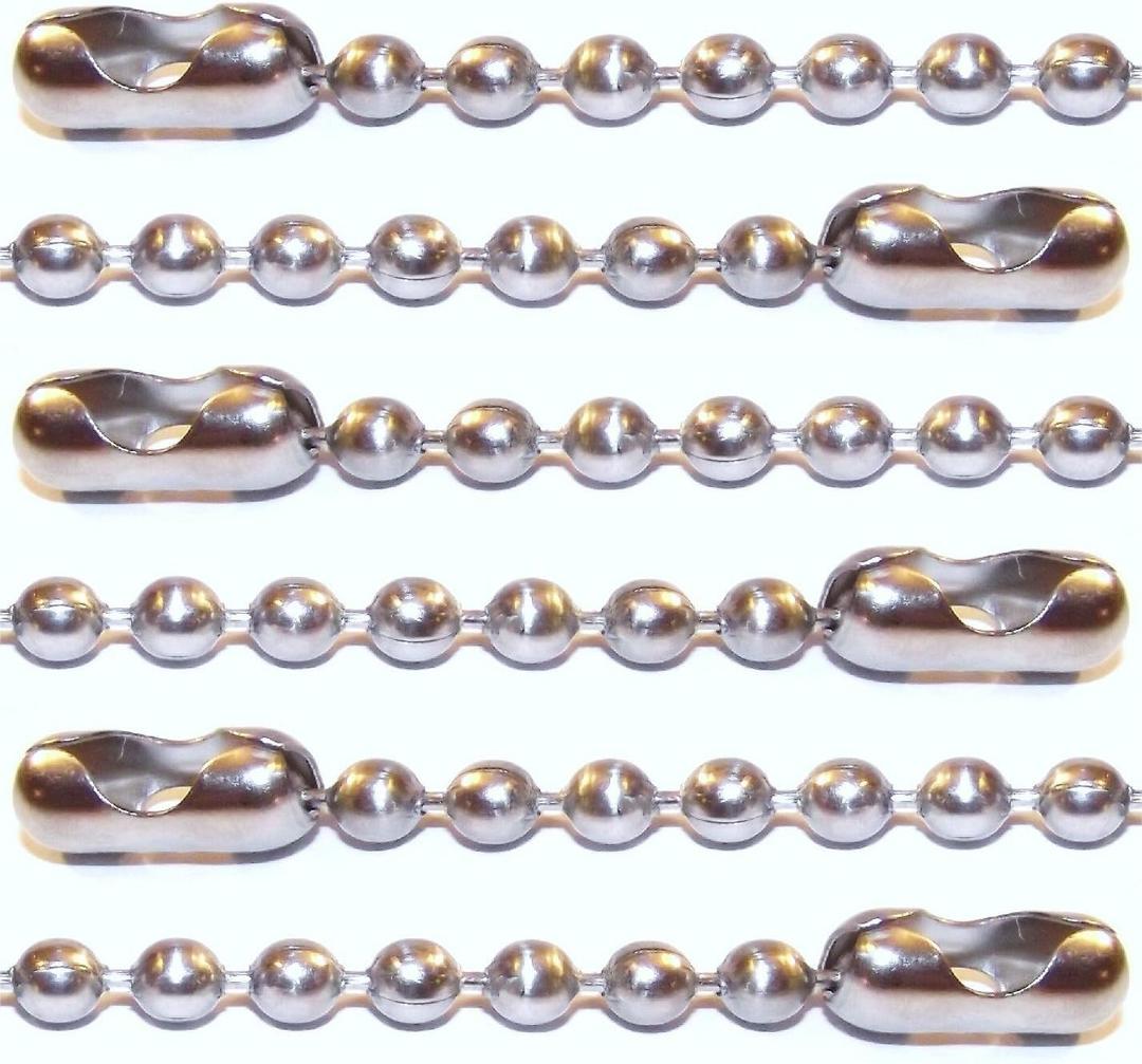 36" Inch Stainless Steel Ball Chain Necklace, 2.4mm, Military Dog Tag Necklace (2 Pack) 