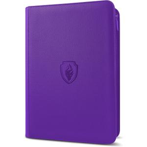 Premium Zip Card Binder, Fabmaker 9 Pocket Trading Card Binder, PU Cover Zipper Card Collection Album, Sturdy 360 Side-Loading Card Folder Holder for MTG, TCG, Game Cards, Sports Cards, Purple (9 Pocket - 13.9" x 10.5")