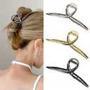 Big Metal Butterfly Hair Clips for Women - 5.1" Larger Size Metal Hair Accessories for Long, Thick Hair, 3 Pcs (Silver, Gold, Black)