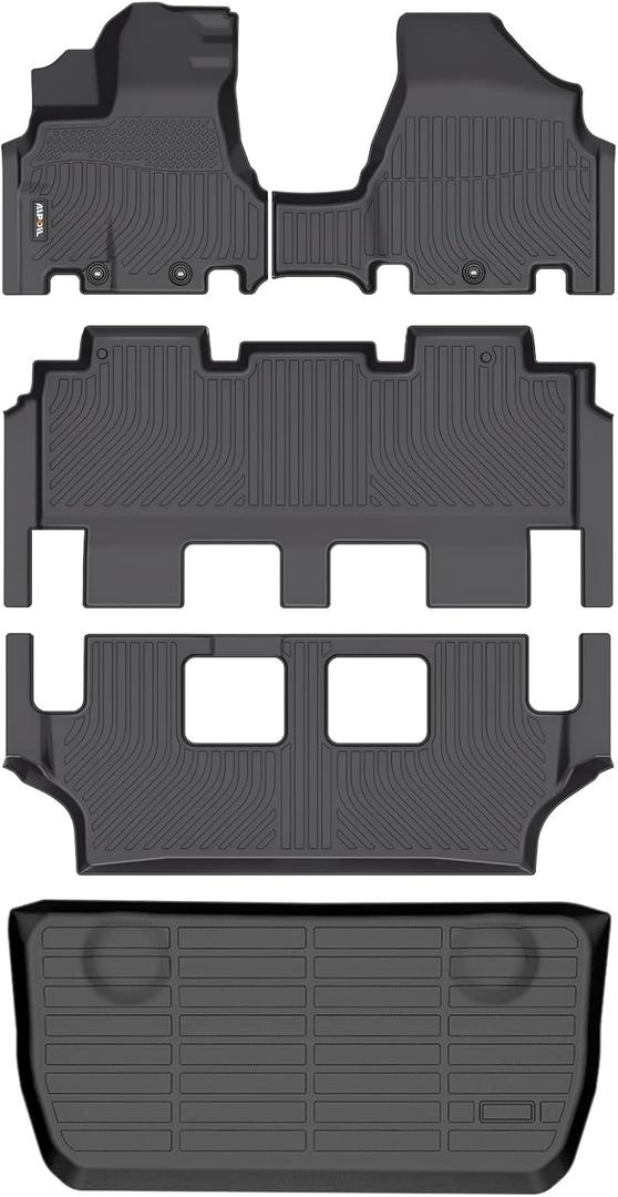 AIPOIL Floor Mats & Cargo Liner Set for 2011-2017 Honda Odyssey All Weather Protection TPE Anti-Slip Automotive Full Set Custom Car Mats Accessories - Black