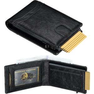 furid Card Wallet For Men Slim: Smart Rfid Minimalist Front Pocket Pop Up Wallet with ID Window - Stocking Stuffers Gifts Boxed for Husband Father at Birthday Anniversary