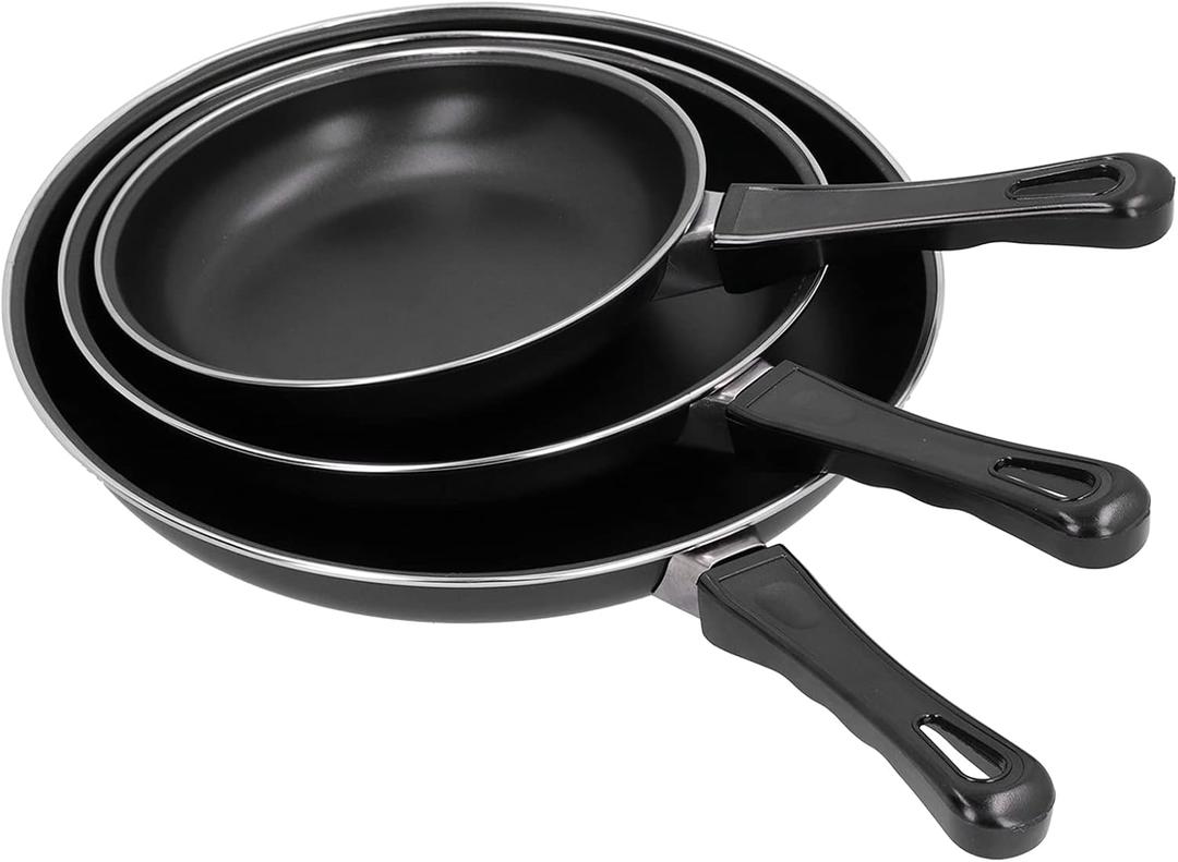 Frying Pan, 3Pcs Stainless Steel NonStick Frying Pan Set Household Mini Pan Kitchenware with Heat Insulation Handle for Induction Cooker Gas Stove 8/10/12in