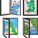 4 Pack Kids Artwork Frames Changeable 8.5 x 11 Inch Children Art Projects Children Art Frames Front Opening Picture Display Frame Holds 150 Drawings for Craft Storage, Room Decor, Portfolio, Black