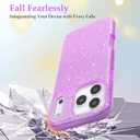 MILPROX Compatible for iPhone 17 Pro Glitter Case 6.3 inch, Stylish Luxury Shiny Sparkle Bling Sparkly Rubber Gel Shell Case Design for Women Girls, Girly Fashion Chic 3 Layers Bumper Cover - Purple