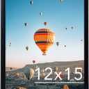 JCJMY 12x15 inch Picture Frame, Horizontal and Vertical Formats for Wall Hanging, 12 x 15 Wall Gallery Poster Photo Frame with Shatter Resistant Plexiglass, Black