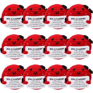 12 Pcs Small Pool Ball Gifts Bulk Crochet Bowling Ball with Positive Cards Handmade Billiard Gifts for Girls Boys Friend Coworker Birthday Valentines Holiday Party Favors Home Decor