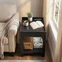 Farmhouse Square Side Table,2-Tier End Table with Storage Shelf, 17.7"L x 17.7"W x 21.7"H
