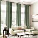 Olive Green Linen Curtains 84 Inches Long for Living Room Back Tab Light Filtering Privacy Semi Sheer Curtains Modern Farmhouse Decor Olive Green Curtain for Bedroom 2 Panels 52x84