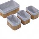 4-Pack Bamboo Storage Baskets with Removable Washable Liners  Natural Woven Organizers for Closet, Bathroom, Bedroom & Pantry