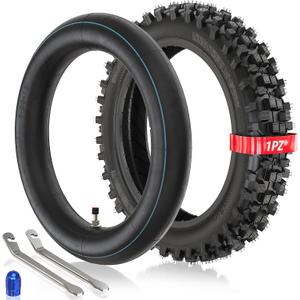 1PZ EHX-C8K 3.00-12 Tire & Inner Tube 80/100-12 Replacement for Honda CRF70 XR70 CR60R KLX110 KX60 Suzuki DRZ110 DS80 JR80 RM50 PW80 TTR YZ60 65SX 90cc 110cc 125cc SSR Off Road Motocross Pit Dirt Bike