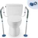 GreenChief Toilet Safety Rail, Medical Bathroom Safety Frame for Elderly, Handicap and Disabled - Adjustable Handrails for Toilet Seat Toilet Handrails Helper, 2 Additional Rubber Tips