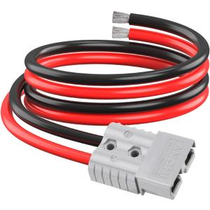 SB120 Anderson 120A Connector Cable, 6AWG Tinned Copper Battery Power Pigtail with Bare End, 2FT for Winch/Battery Quick Connect