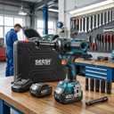 SEESII Upgraded Impact Wrench 1180 Ft-lbs (1600 N·m): 1/2" High-Torque Impact Gun with Detachable Side Handle, 21V Cordless Impact Driver 2x 4.0Ah Batteries for Car/Pickup Truck/Mower/Industrial Tasks