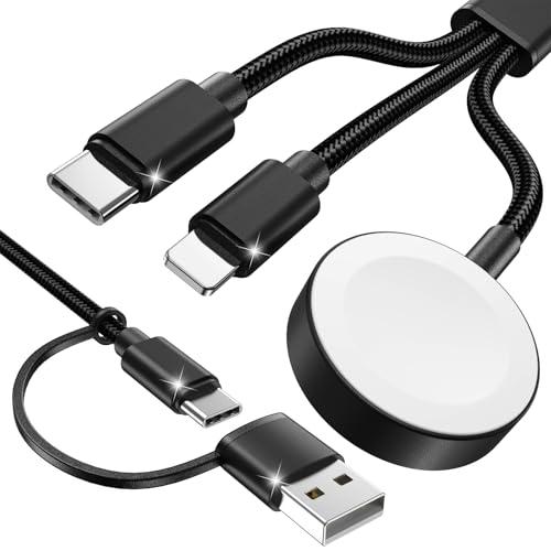 Amasuki Black-Upgraded 3 in 2 USB C Cable for Watch Charger Phone Charger USB C Multi Fast Charging Cable Compatible with Watch Ultra/ SE/ 10/ 9/ 8/ 7/ 6/ 5/ 4/ 3/ 2/ 1 & Phone 16/ 15/ 14/ Galaxy S23-4FT