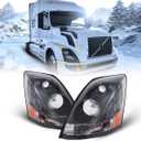 Semi Trucks Headlight Pair Compatible with 2004-2017 VOLVO VNL 670 780 (Including Driver Left Side & Passenger Right Side),VNL Headlamp Black Assembly