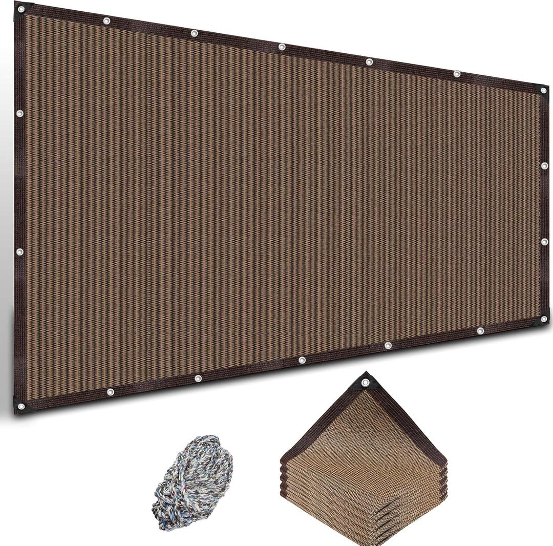 Shade Cloth with Grommets and Ropes, 90% UV-Blocking Sun Shades Outdoor Patio, 10 X 20 FT Pergola Shade Cover, Mesh Sun Shades for Greenhouse, Garden, Backyard
