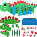 Dinosaur Valentines Day Mailbox For Kids With 32 Valentines Cards For Kids Classroom And 8 For Teachers, Valentine Box And Cards For School Boys Girls Gifts Exchange, Cute Class Party Favors Kits