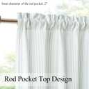 ZJDECOR Cotton Blended Tiers Cafe Panels 45 Inches Long,Green Vertical Stripe on White Light Filtering Fabric,Small Window Curtain for Bathroom Living Room,Rod Pocket,27"Wx45"L(Pack of 2),Green/White
