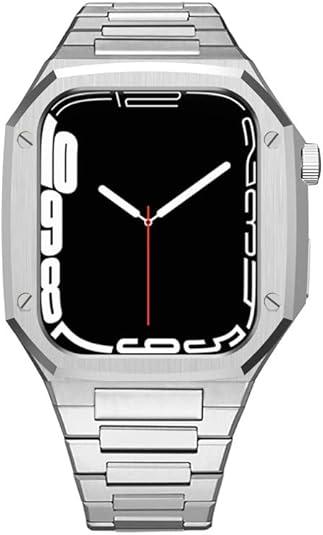 Stainless Steel Luxury Rugged Metal Case Band For Apple Watch Band 41mm 44mm 45mm Protective Case Cover for iWatch Series 9 8 7 41mm 45mm and Series 6 5 4 SE 44mm Mod Kit