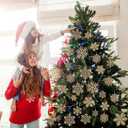 3 x 72Pcs Snowflakes Christmas Tree Decorations - Champagne Gold Christmas Tree Ornaments Hanging Glitter Snowflakes for Christmas Tree Winter Party Wall Ceiling Window Decorations