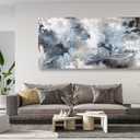 Shoci Large Abstract Wall Art - Black White Gray Fluid Lines Canvas Picture for Living Room Aesthetic Brown Painting Prints Decor Modern Abstract Artwork Wall Art for Bedroom Decoration 20" X 40"