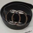 Women Leather Belt Fashion Double O-Ring Soft Faux Leather Waist Belts For Jeans Dress