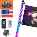 1 Pack 4FT Music Whip Light - 366+ Chasing Modes RGB Lighted Whips with APP & Remote Control, Rocker Switch, Nylon Flags & Spring Base for UTV ATV Polaris RZR Can-Am SXS Truck