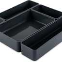 Three by Three Seattle Bamboo Fiber Stacking Organizing Bins: Eco-Friendly, Stylish, and Space-Saving Storage Solution (5 Pack, Carbon)