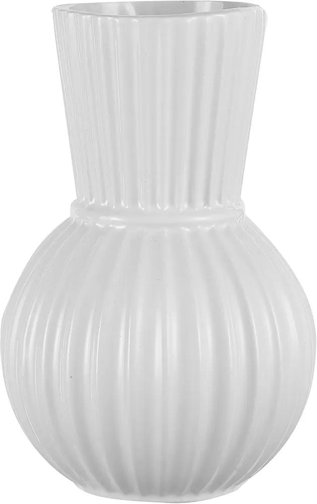 White Ceramic Vase for Flowers, Small Round WhiteVase for Home Decor, Pampas Grass Vase for Living Room, Office, Entryway, Shelf, Dining Table, 7 inches