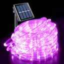 JMEXSUSS 200 LED Pink Solar Rope Lights,72ft 8 Modes Solar Rope Lights Outdoor Waterproof LED, Pink Solar Fairy Lights for Fence,Gazebo,Yard,Walkway