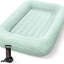Intex Kids Travel Air Mattress Inflatable Bed with Raised Sides and Hand Pump - Portable Blow-Up Toddler Traveler Bed for Children's Naps or Sleep (Mint Green)