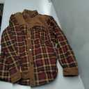 Haellun Men's Long Sleeve Sherpa Lined Shirt Jacket Flannel Plaid Fleece Coats, Large