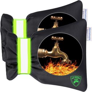 2Pack Outdoor Faucet Covers for Winter - Pro 6.7" W x 8.3" H Outdoor Water Faucet Cover Socks for Winter Freeze Protection Pipe Insulation Reusable Waterproof Insulated Spigot backflow Cover,Black