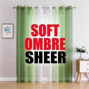 G2000 Sheer Green and White Ombre Curtains - 84 Inch Long Drapes for Bedroom & Living Room Windows - Light Filtering Grommet Curtains for Patio Sliding Glass Door - 2 Panel Set