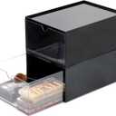 Youngever 2 Pack Stackable Makeup Organizer Drawers, 9" x 6.5" x 4" Cosmetic Storage Organizers (Black)