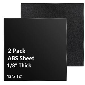2 Pack ABS Plastic Sheets 1/8 inch Thick 1212In Black Plastic Thermoplastic Thermoform Two-Sided Hard Plastic Sheet with Protective Films Matte and Frosted Surfaces for DIY Crafts Projects
