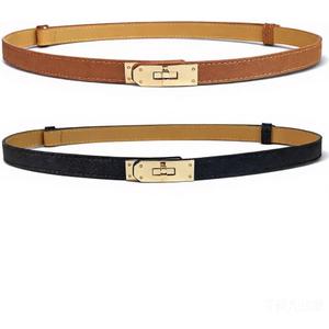 2 Pack Skinny Belts for Women Dresses Fashion Adjustable Waist Belt for Pants Jeans Business Casual Outfit (Black+brown)
