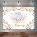 Tea Party Baby Shower Backdrop Baby is Brewing Party Decorations for Baby Shower Blush Pink Gold Floral Girl Baby Shower Cake Table Decorations Photo Booth Props (7x5ft), X-203