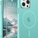 SUPFINE Magnetic for iPhone 14 Pro Case (Compatible with MagSafe) (Military Grade Drop Protection) Slim Translucent Matte with Anti-Fingerprint Phone Case,Blue Green