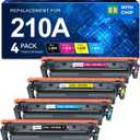 InkNI Compatible Toner Cartridges Replacement for HP 210A 210X 210 Toner Cartridges 4 Pack Work for HP Color Pro MFP 4301fdw 4301fdn Pro 4201dw 4201dn Printer W2100A W2100X High Yield Ink (with Chip) (210A Black Cyan Yellow Magenta with Chip)