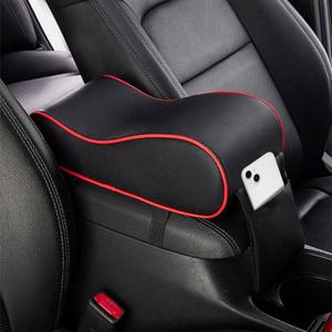 Center Console Cover,Car Accessories Car Center Console Cover,Soft Memory Foam Car Armrest Cushion,Car Arm Rest Cushion with Storage Bag,Leather Car Arm Rest Cushion,Fit Most Car (Black&Red)